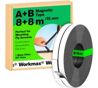 WORKMAX B Magnetic Tape for Fly Screens and Mosquito Nets (8+8 m) | Cut to Fit Magnetic Strip | Magnetic Strips Self-Adhesive | Magnetic Tape Roll with Adhesive Backing