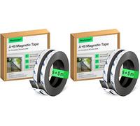 WORKMAX B Magnetic Tape for Fly Screens & Mosquito Nets - Self-Adhesive Magnetic Strips with Strong Mutual Attraction - Magnet Tape with Counterpart & Strong Adhesive (5+5 m) (Pack of 2)