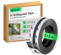WORKMAX B Magnetic Tape for Fly Screens & Mosquito Nets - Self-Adhesive Magnetic Strips with Strong Mutual Attraction - Magnet Tape with Counterpart & Strong Adhesive (5+5 m)