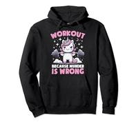 Workout Because Murder Is Wrong Unicorn Fitness Gym Lifting Pullover Hoodie