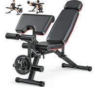 Workout Bench Adjustable, Multi-Functional Weight Bench Press with Leg Extension, Preacher Pad, All-in-One Gym Bench for Weight Lifting & Incline Flat Sit up for Home Gym Full Body Workout Exercise