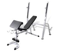 Workout Bench Steel Multi-Exercise 150x45x123cm Adjustable PU Cushion ArmCurlPad