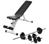Workout Bench with Barbell & Dumbbell Set 133x41x47.5cm Steel Frame incl. plates