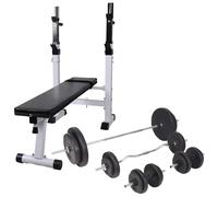 Workout Bench with Weight Rack Barbell and Dumbbell Set Weight Bench vidaXL