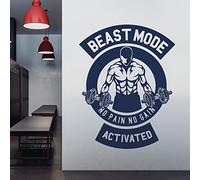 Workout Bodybuilder Beast Mode Activated - Gym Wall Decal Sticker [Large] [Cobalt]