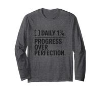 Workout Daily 1 Percent Progress Over Perfection Checklist Long Sleeve T-Shirt