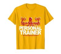 Workout Dumbbell Fitness Coach Personal Trainer T-Shirt, Men, Golden Yellow, Medium