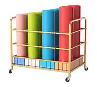 Workout Equipment Storage,Movable Yoga Mat Holder,Metal Rack Organizer with Wheels for Foam Roller&Fitness Equipment,Home Rolling Cart