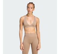 adidas Women's Workout Essentials Seamless Knit Light Support Bra, Chalky Brown, XL