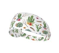 Workout Headband for Women Men Athletic Non Slip for Yoga Running Sports Hair Bands Bandeau Headbands Sweat Hair Accessories (Natural Vintage Watercolor Cactus In Boho Style Flowers Twigs White)