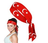 Workout Headband - Polyester Spandex 6×105cm | Head Tie With The Turkish Flag | Soccer Headband | Stretchy Sports Designed To Absorb Sweat Keep Hair In Place And Provide Comfortable Wear During Workou