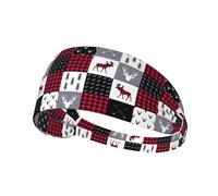 Workout Headbands for Women - Buffalo Plaid Elk Arrows Deer Moose Stretchy Sweat Head Bands for Women Hair, Moisture Wicking Sweatband for Sports Running Athletic Yoga Gym Tennis