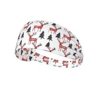 Workout Headbands for Women - Christmas Deer Forest Print Stretchy Sweat Head Bands for Women Hair, Moisture Wicking Sweatband for Sports Running Athletic Gym Yoga Tennis