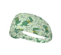 Workout Headbands for Women - Cute Dinosaurs in Space Stretchy Sweat Head Bands for Women Hair, Moisture Wicking Sweatband for Sports Running Athletic Yoga Gym Tennis