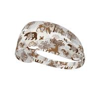 Workout Headbands for Women - Deer Bear Fox Owl Rabbit Bird Tree Sweat Head Bands for Women Hair, Moisture Wicking Sweatband for Sports Running Athletic Yoga Gym