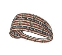 Workout Headbands for Women - Deer Flag Pattren Print Stretchy Sweat Head Bands for Women Hair, Moisture Wicking Sweatband for Sports Running Athletic Gym Yoga Tennis