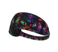 Workout Headbands for Women - Futuristic Cat Warrior Stretchy Non-Slip Sweat Head Bands for Women Hair, Moisture Wicking Sweatband for Sports Running Athletic Yoga Gym Tennis
