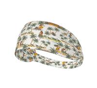 Workout Headbands for Women - Hawaiian Style Green Coconut Tree Stretchy Sweat Head Bands for Women Hair, Moisture Wicking Sweatband for Sports Running Athletic Yoga Gym Tennis