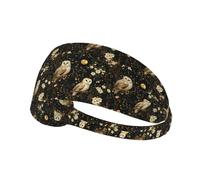 Workout Headbands for Women - Moonlight Owl Print Stretchy Sweat Head Bands for Women Hair, Moisture Wicking Sweatband for Sports Running Athletic Gym Yoga Tennis