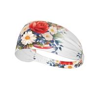 Workout Headbands for Women - Non-Slip Elastic Hairbands Flags and Flowers Print Yoga Hair Bands, for Sports