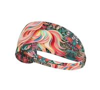 Workout Headbands for Women - Non-Slip/Elastic Hairbands Pink Paper Cut Unicorn Print Yoga Hair Bands, for Sports