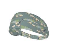 Workout Headbands for Women - Painted Cute Goat Green Stretchy Non-Slip Sweat Head Bands for Women Hair, Moisture Wicking Sweatband for Sports Running Athletic Yoga Gym Tennis