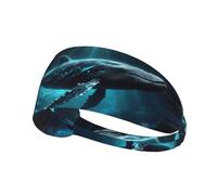 Workout Headbands for Women - Vintage Blue Pattern Whale Stretchy Non-Slip Sweat Head Bands for Women Hair, Moisture Wicking Sweatband for Sports Running Athletic Yoga Gym Tennis