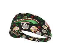 Workout Headbands Non Slip Yoga Running Exercise Head Bands Elastic Sweat Band Mexican hat twigs flowers day dead sugar skulls Hair Bands