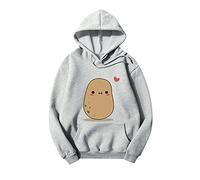 Workout Hoodie Women Y2K Zip Up Hoodie Jumpers Leaving Gifts for Colleagues Women Dating Women's Comfy Potato Printed Sweatshirt Loose Hoodie Pullover Trendy Blouse Top Outlet Clearance Uk Grey