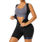 Workout Jumpsuit Enhancing Sweat With Breathable Elastic Fabric, Waist Trainer Vest, S Size Full Body Sauna Suit For Women, Zipper