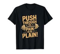 Workout Motivation Quote - Push Through The Pain Value Graphic T-Shirt, Men, Black, L