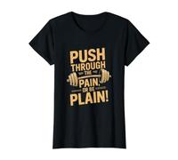 Workout Motivation Quote - Push Through The Pain Value Graphic T-Shirt, Women, Black, XL