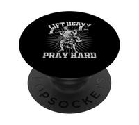 Workout Motivational Lift Heavy Pray Hard Gym Christian PopSockets Adhesive PopGrip