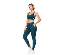 Workout Outfits for Women Gym Sets 2-Piece Workout Yoga Set with High-Waisted Leggings with Pockets and Strappy Sports Bra, Removable Padded Ladies Tops Plus Size Vest Crop Tank Top for Girls.
