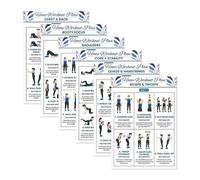 Workout Poster - 6 Pieces Full Body Home Gym Fitness Guide | Laminated Strength Training Charts for Dumbbells, Yoga & Stretching, Motivational Wall Decor for Apartment, Bedroom