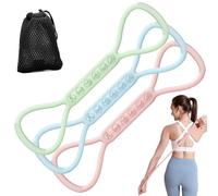 Workout Resistance Bands Trainer, Eight Shaped Exercise Gear, Back Training Belt with Sturdy Build, Premium Quality Hand Stretcher Accessory, Reliable Arms Neck Legs Feet Device 9.84x3.15x1.57 inches