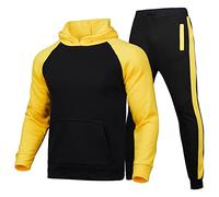 Workout Sets for Men Athletic Full-Zip Multi-Print Tracksuits Sports Casual Sweat Suit Slim Fit Warm Up Two-Piece Set Loungewear Set Textured Jumper and Joggers Xmas (Yellow-1, XXXL)