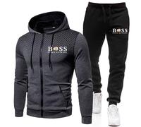 Workout Sets for Men Tracksuits Leisure Jogging Set Letter Printed 2 Piece Hoodie with Hood and Pockets Sports Pants Tracksuits Muscle Suits Comfortable Sports Track Suit Christmas(Dark Gray,M)