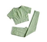 PINKSAVIOR Workout Sets for Women Two Piece Outfits Seamless High Waist Leggings Yoga Crop Tops Athletic Sports Gym Sets, Avocado, Small