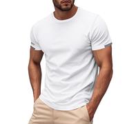 Workout Shirts for Men Gym Slim Fit Tshirts Athletic Short Sleeve Basketball Big and Tall Summer Stylish Beach Cruise Shirt A-White