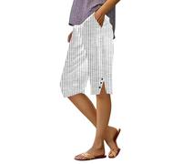 Workout Shorts for Women Summer Knee Length Beach Bermuda Shorts Ladies Loose Casual Drawstring Capri Pants Comfy Lounge Cropped Trousers with Pockets My Orders UK 2024