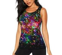 Workout Tank Tops for Women Bright Beautiful Colorful Art Patterned Sleeveless Vest Shirts for Gym Sports Yoga Tops Athletic Running Moisture Wicking Vest Shirts Black