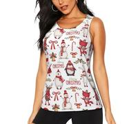 Workout Tank Tops for Women, Quick Dry Crew Neck Tank Top, Women Sport Sleeveless T-Shirt, Sport Vest, Gym Running Yoga Tops Athletic Shirts/Christmas Santa Claus Black