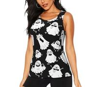 Workout Tank Tops for Women, Quick Dry Crew Neck Tank Top, Women Sport Sleeveless T-Shirt, Sport Vest, Gym Running Yoga Tops Athletic Shirts/Funny White Ghost