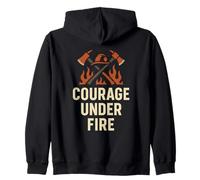 Workplace Safety | Courage Under Fire | Fire Safety Day Gift Zip Hoodie