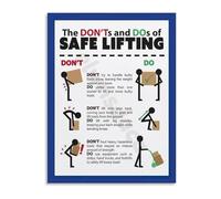 Workplace Safety Poster Ergonomic Lifting Techniques Canvas Wall Art for Office Warehouse Back Injury Prevention(Framed,16x24inch(40x60cm))