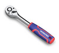 WORKPRO 1/4-Inch Drive Ratchet Wrench, 72-Tooth Reversible Ratchet, Quick-Release 1/4 Drive Ratchet Handle, CR40 Steel Socket Wrench with CR-MO Head, Chrome Plated Finish