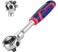 WORKPRO 1/4" Swivel Head Ratchet, 72-Tooth Socket Wrench with 270° Flexible Head and Quick-Release, Reversible Handle for DIY, Automotive & Repair Work