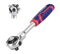 WORKPRO 1/4" Swivel Head Ratchet, 72-Tooth Socket Wrench with 270° Flexible Head and Quick-Release, Reversible Handle for DIY, Automotive & Repair Work