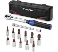 WORKPRO 1/4” Torque Wrench, 14-Piece Bike Torque Wrench Set 2-26 N.m, Torque Wrench Set with Dual Direction Adjustable 72 Teeth, Non-Slip Handle, Extension Bar, Socket Set for Car, Bicycle Repair